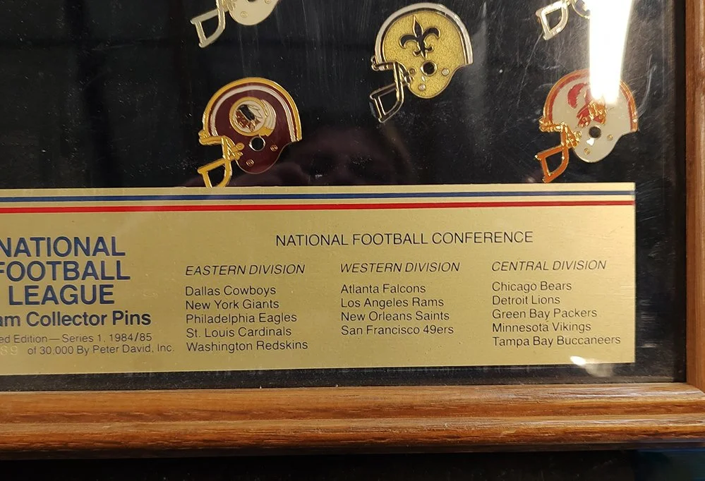 1984 1985 NFL Football Helmet Pins Complete Framed Set Limited